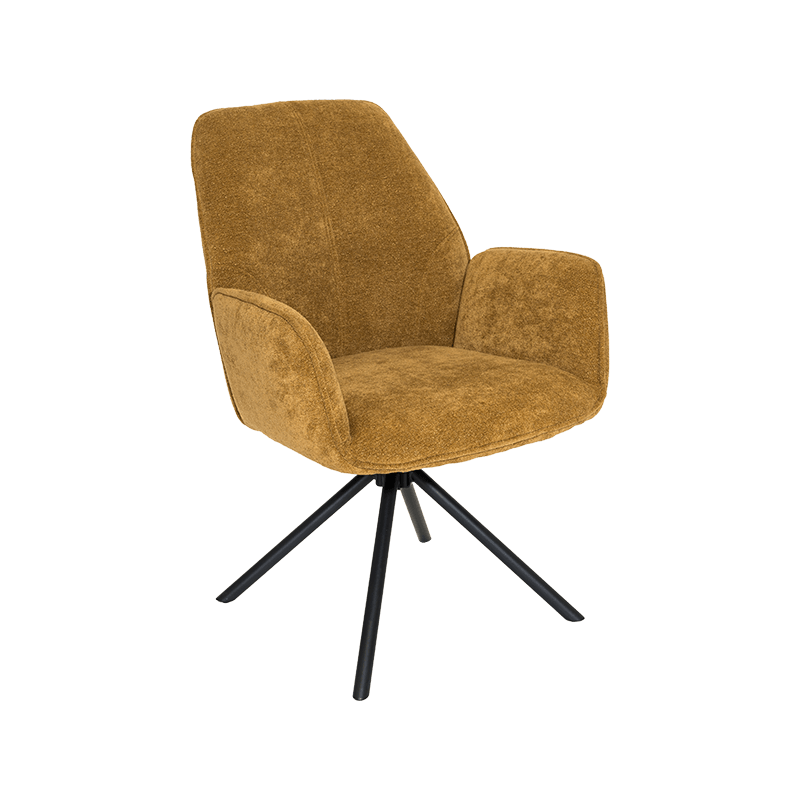 Chaise de salle à manger à 360 ° Tissu pivotant avec cadre en acier et rembourrage rembourré