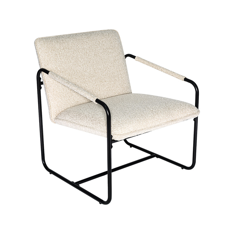 Boucle ou chaise de salon de bureau en acier en tissu en velours / chaise accent / chaise de bras siège rembourré et dos
