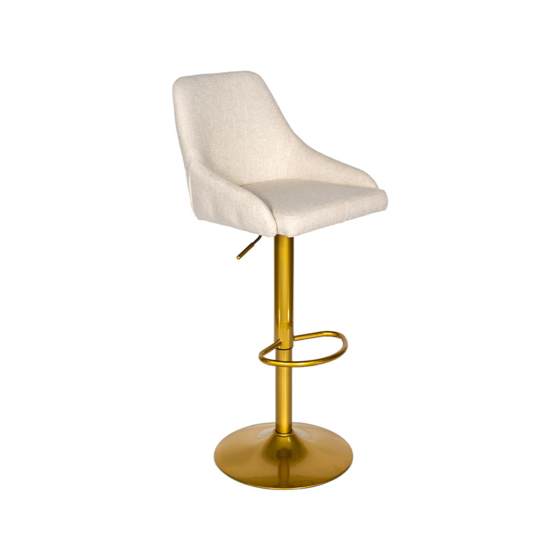 Tabouret de barre pivotant de hauteur réglable en tissu finition dorée