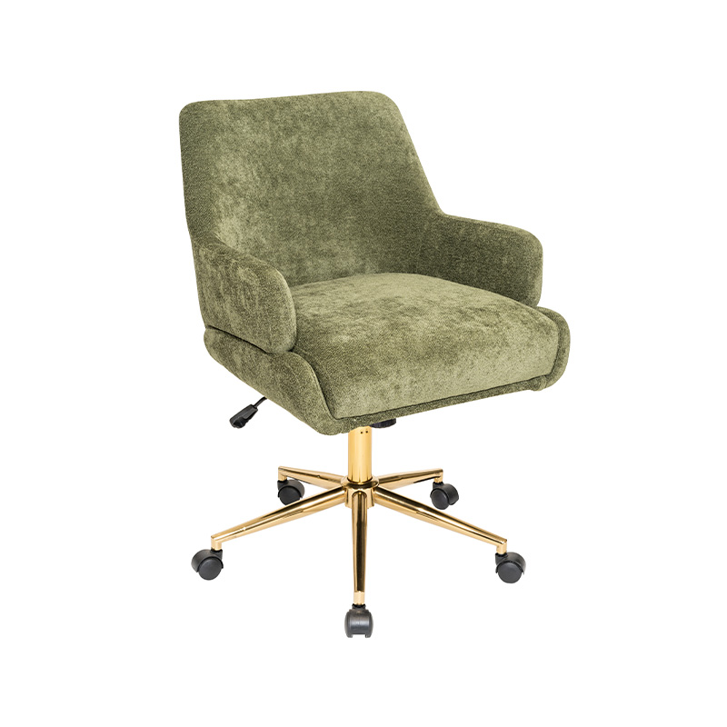 Chaise pivotante en tissu moderne avec base dorée pour la maison / le bureau
